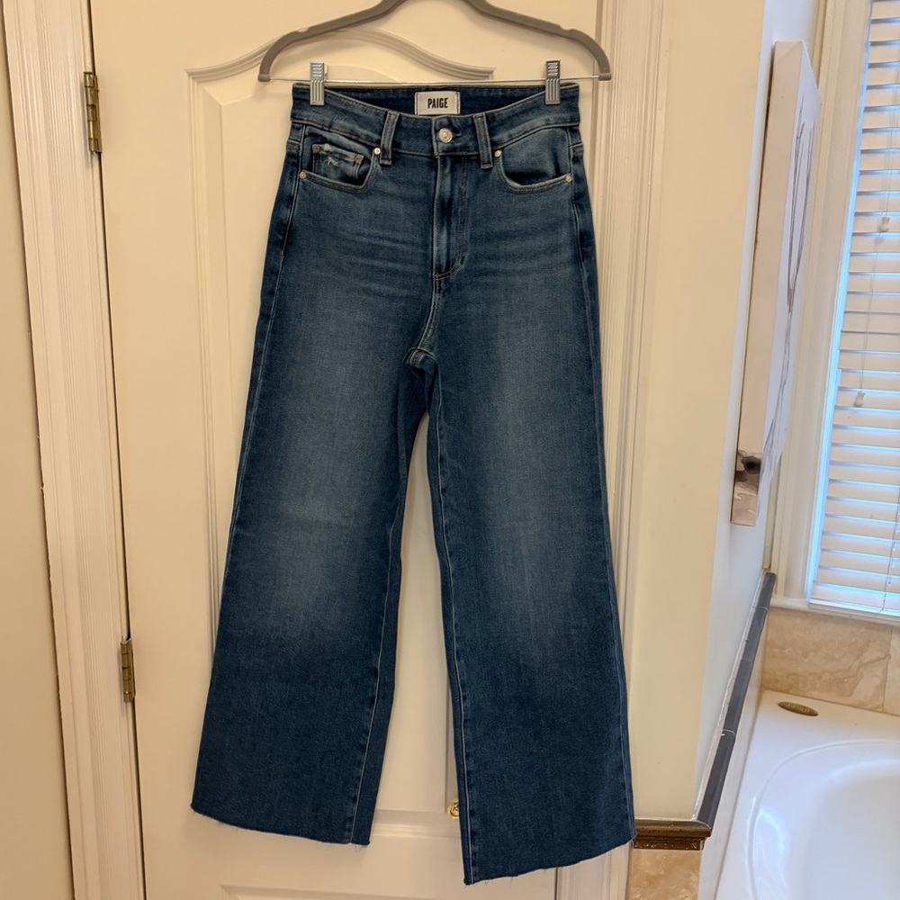 PAIGE Anessa raw hem wide leg jeans